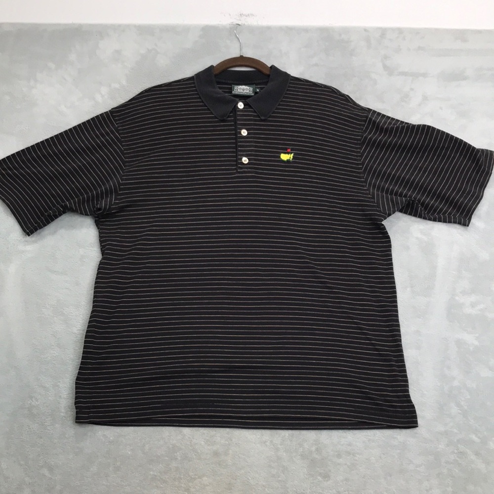 The Masters The Club House Black Striped Polo Size m